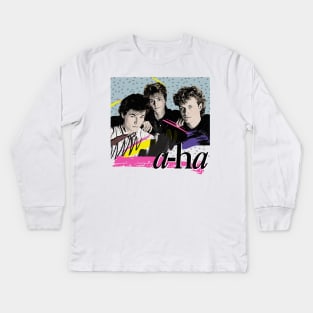 Vintage-Styled 80s A-Ha Design Kids Long Sleeve T-Shirt